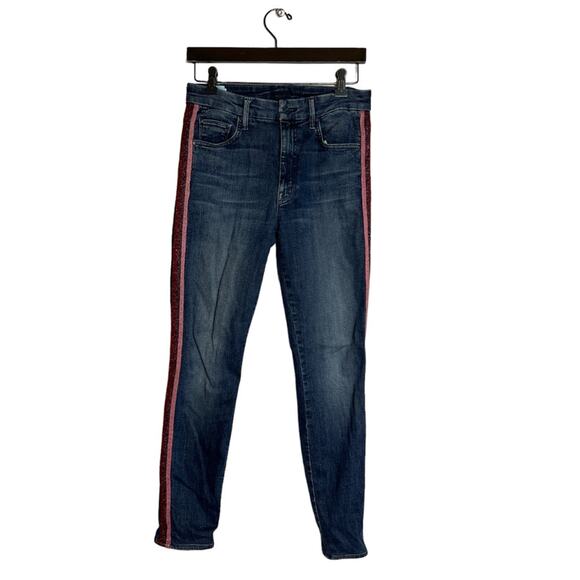 MOTHER High Waisted Looker Jeans in Here Kitty, Kitty Glitter Racer Size 28 - Picture 4 of 9